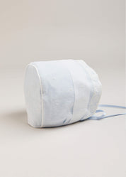 Lace Trim Embroidered Bonnet in Pale Blue (3mths-2yrs) Bonnets  from Pepa London US