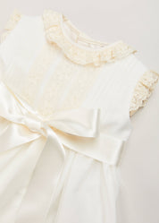 Lace Trim Fine Pleated Gown in Ivory (6-12mths) Dresses  from Pepa London US