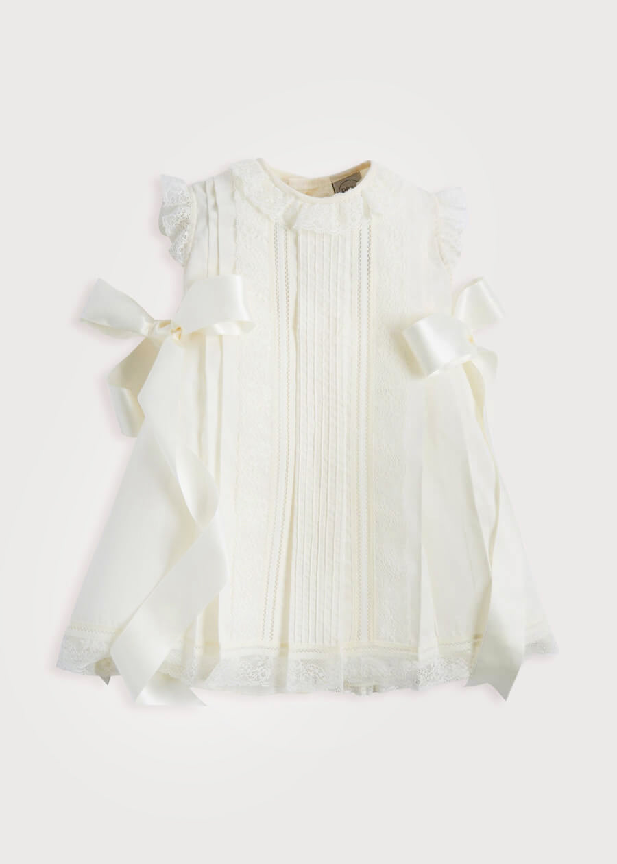 Cream Panelled Christening Gown (3mths-5yrs) Dresses from Pepa London US