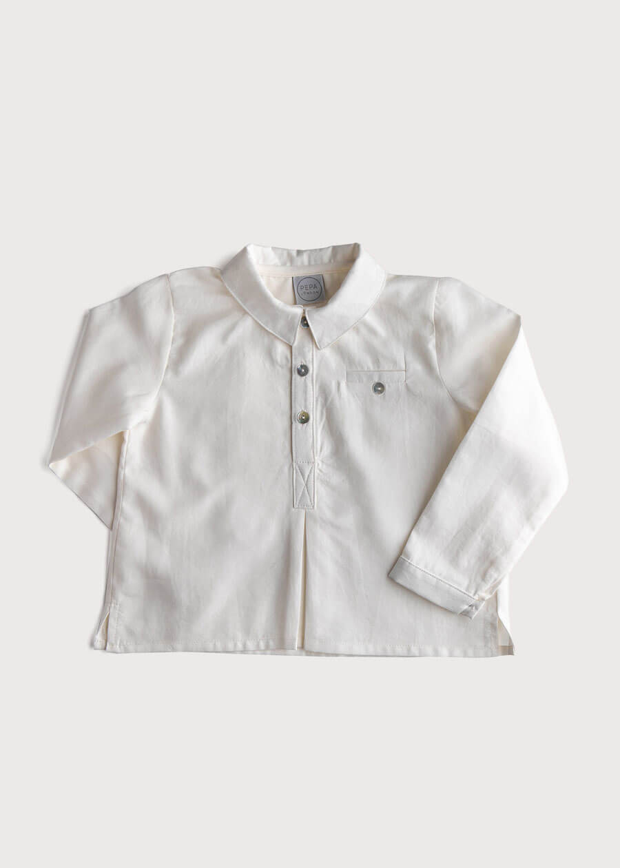 Cream Shirt with Polo Collar (12mths-8yrs) Shirts from Pepa London US
