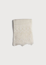 Intricate Openwork Fine Merino Wool Shawl in Cream Knitted Accessories from Pepa London US