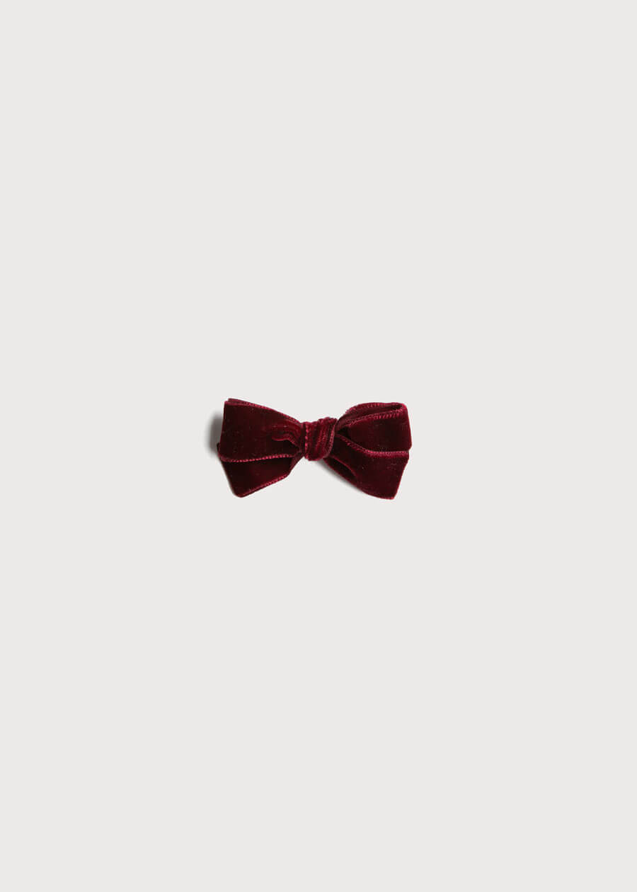 Velvet Medium Bow Clip in Burgundy Hair Accessories from Pepa London