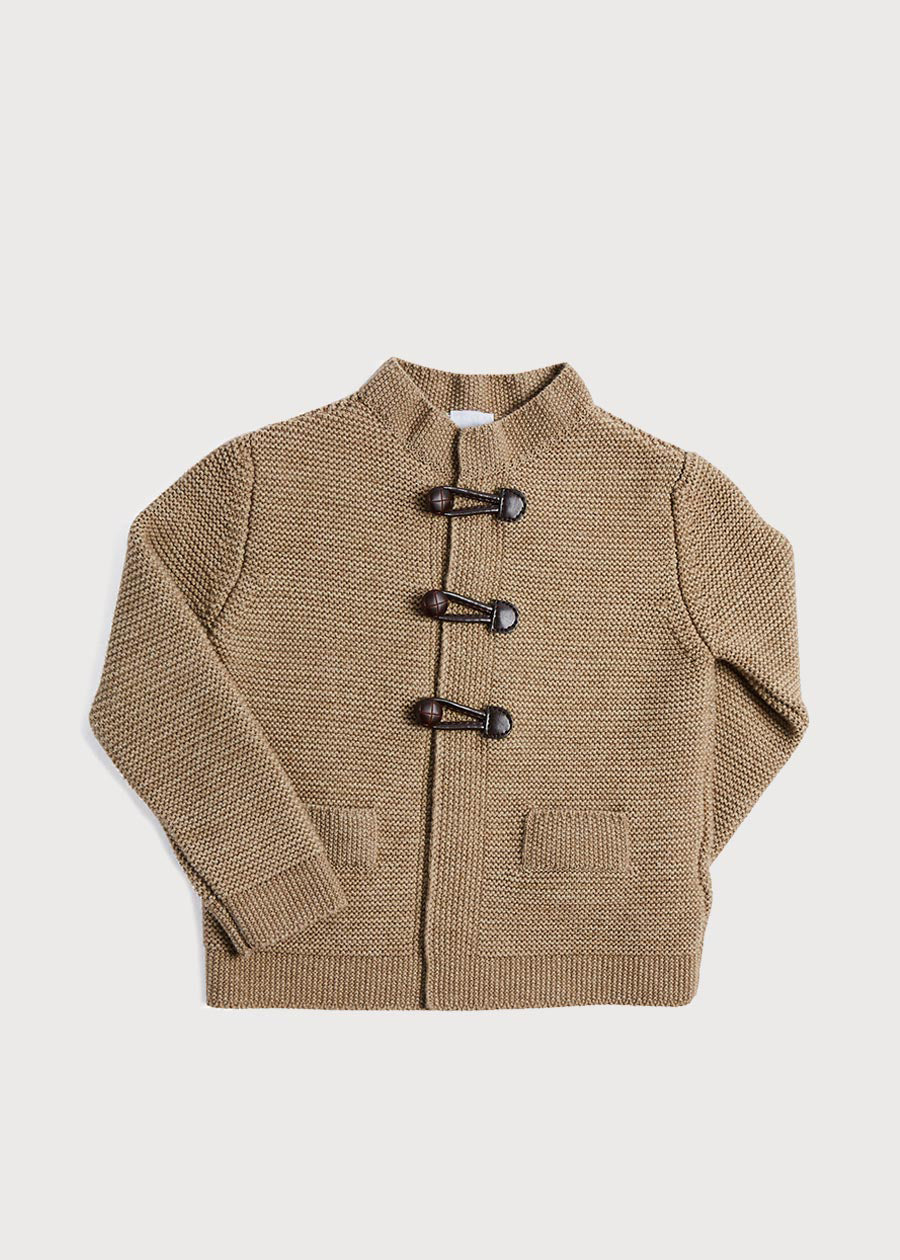 Toggle Fastening Knitted Cardigan in Oatmeal (12-10yrs) Knitwear from Pepa London US