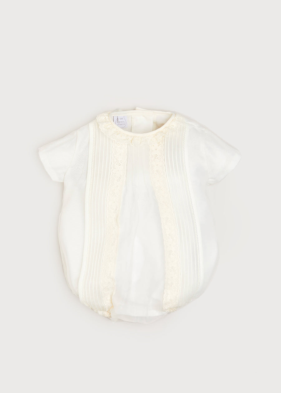 Cap Sleeve Lace Detail Romper in Ivory (3mths-2yrs) Rompers from Pepa London US