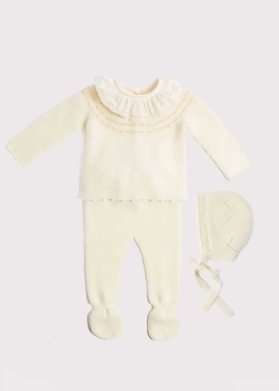 Knitted Celebration Set in Off-White (1-12mths) Knitted Sets from Pepa London US