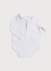 Frill Collar Long Sleeve Bodysuit in White (0mths-3yrs) Tops & Bodysuits from Pepa London US