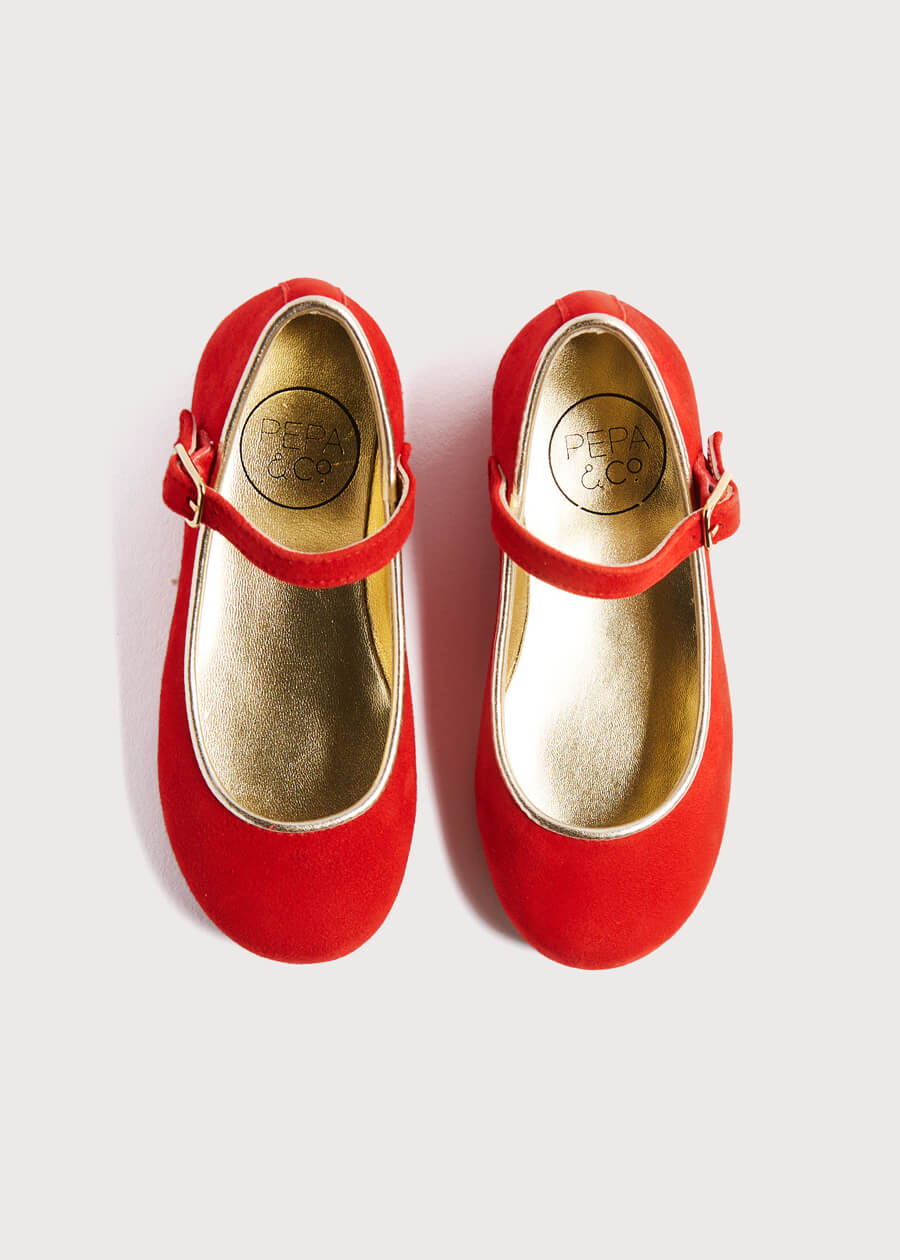 Suede Mary Jane Shoes in Red Pepa London. Pepa London US