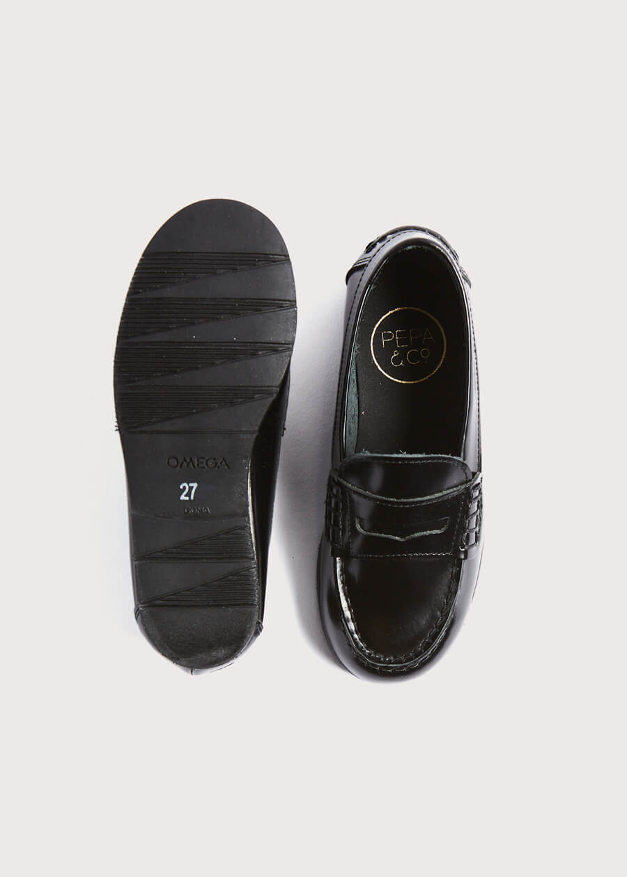 Leather Black Moccasins (26-32EU) Shoes from Pepa London US