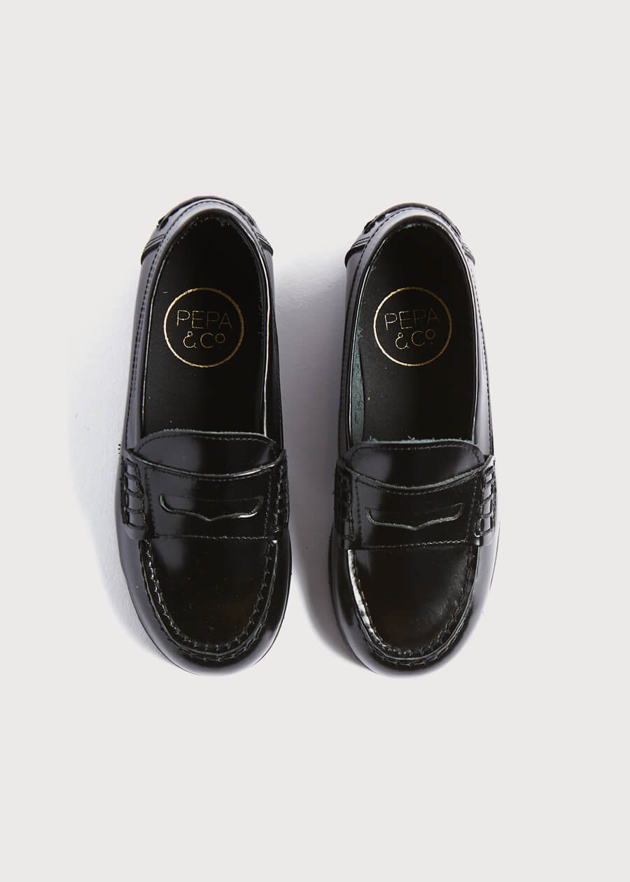 Leather Black Moccasins (26-32EU) Shoes from Pepa London US