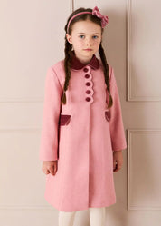 Single Breasted Scallop Detail Coat in Pink (2-10yrs) Coats from Pepa London US