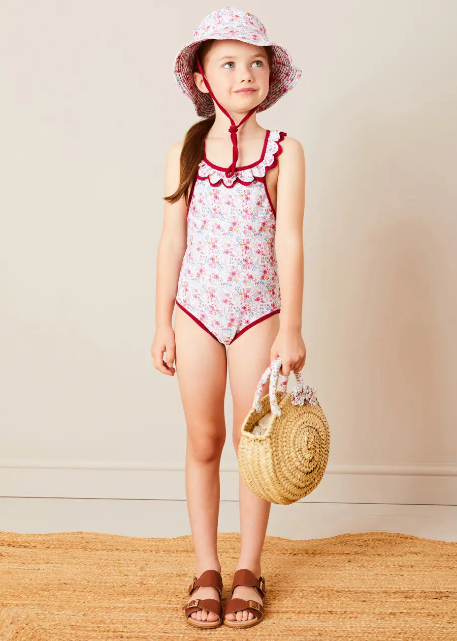 Louisa Floral Detail Raffia Bag in Coral ACCESSORIES from Pepa London US