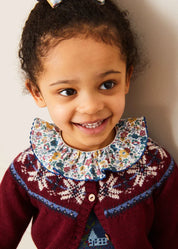 Fair Isle Cardigan in Burgundy (12mths-10yrs) Knitwear from Pepa London US