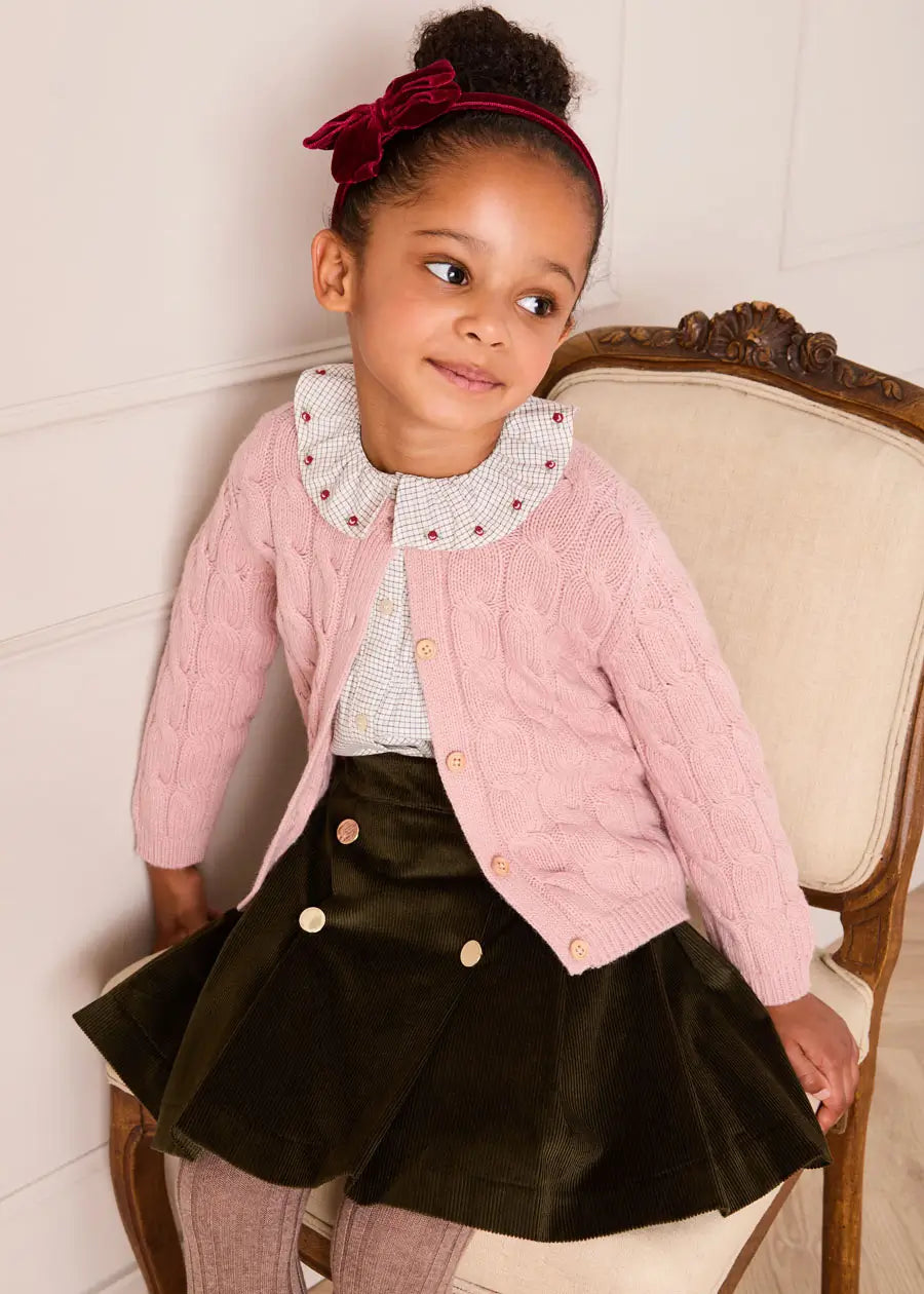 Corduroy Button Detail Skirt in Green (4-12yrs) Skirts from Pepa London US