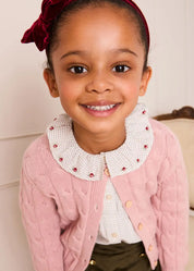 Ambrose Check Floral Embroidered Long Sleeve Blouse in Cream (4-10yrs) Blouses from Pepa London US