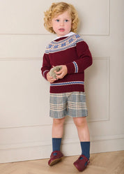 Classic Fair Isle Merino Wool Jumper in Burgundy (12mths-10yrs) Knitwear from Pepa London US