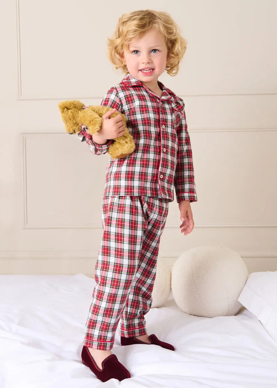 Francis Tartan Pyjamas in Red (18mths-10yrs) Nightwear from Pepa London US
