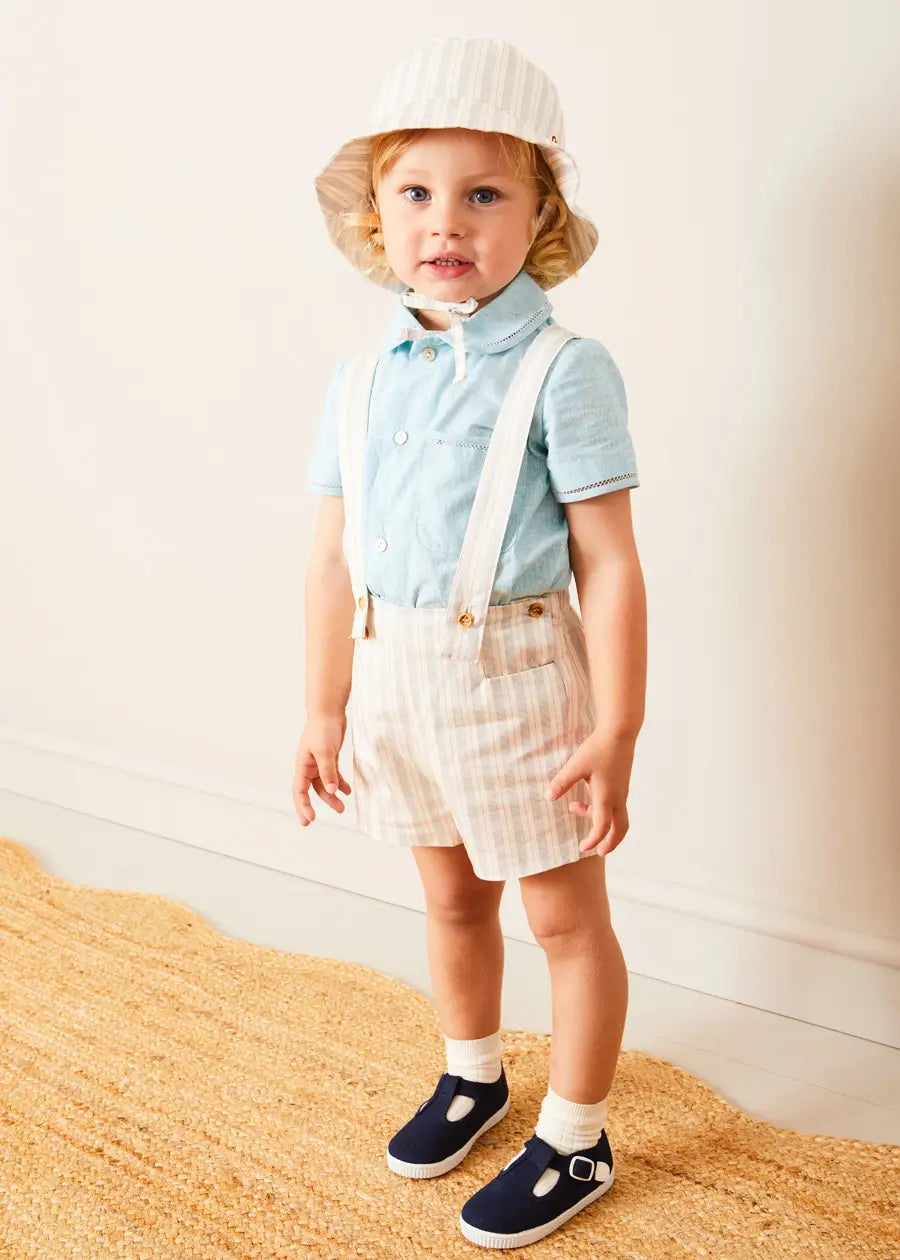 Woven T-Bar Baby Shoes in Navy (20-26EU) Shoes from Pepa London US