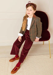 Corduroy Wide Leg Gold Button Trousers in Burgundy (4-12yrs) Trousers from Pepa London US