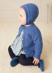 Cable Detail Knitted Bonnet In Blue (S-L) KNITTED ACCESSORIES from Pepa London US