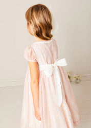 Constance Floral Hand Smocked Short Sleeve Party Dress in Pink (12mths-10yrs) DRESSES from Pepa London US