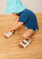 Suede Buckle Detail Strappy Sandals in Beige (21-27EU) SHOES from Pepa London US