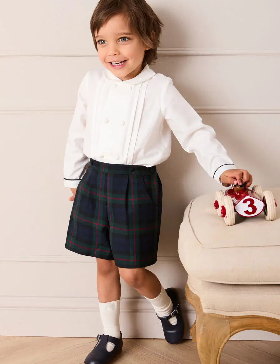 Kinnerton Tartan Peter Pan Collar Long Sleeve Two Piece Set in Green (18mths-6yrs) TWO PIECE SETS from Pepa London US