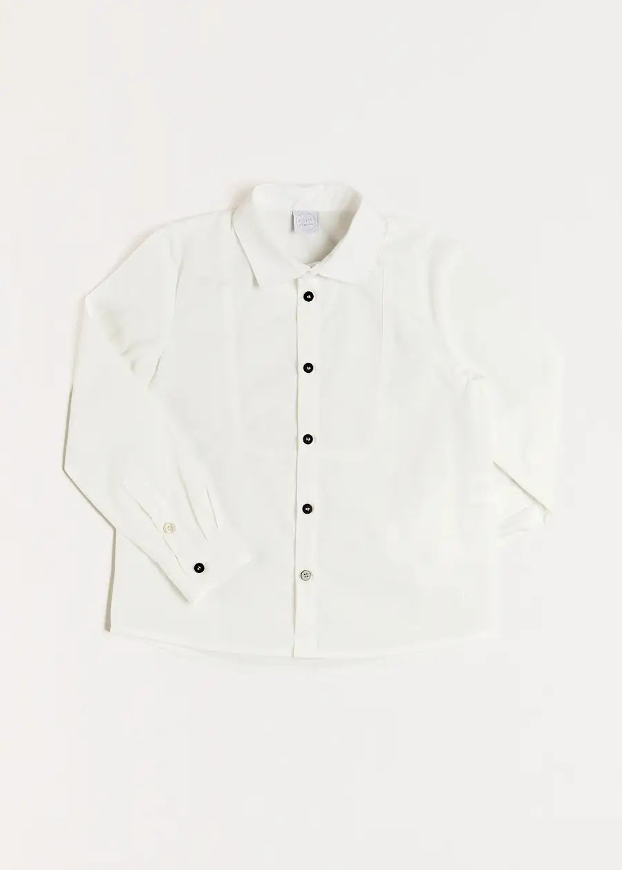 Contrast Button Formal Shirt in White (4-10yrs) Shirts from Pepa London US