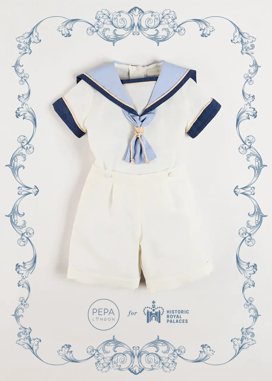The Royal Mariner Two Piece Set in White (12mths-5yrs) TWO PIECE SETS from Pepa London US
