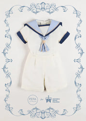 The Royal Mariner Two Piece Set in White (12mths-5yrs) TWO PIECE SETS from Pepa London US