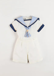 The Royal Mariner Two Piece Set in White (12mths-5yrs) TWO PIECE SETS from Pepa London US