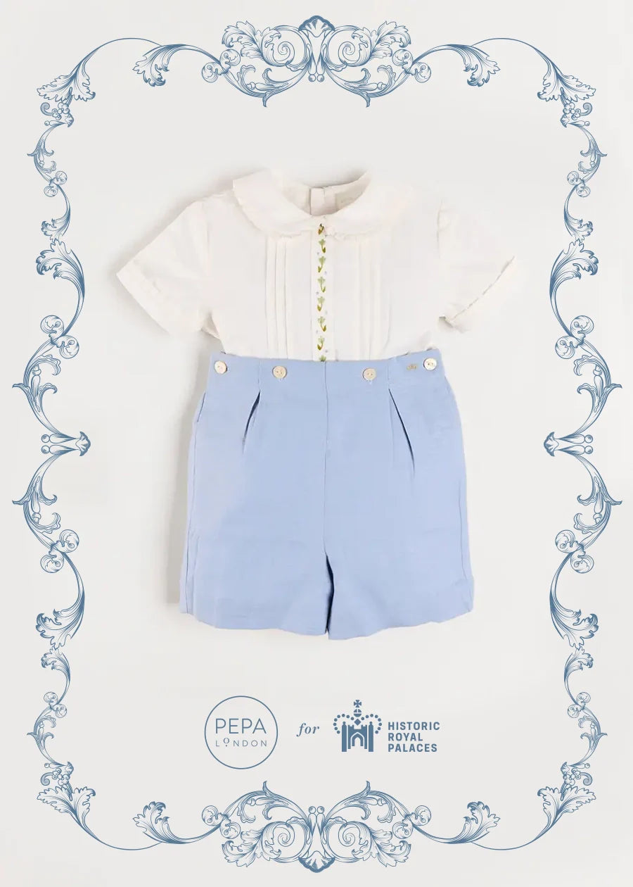 The Royal Embroidered Two Piece Set in Blue (12mths-5yrs) PRE-ORDER TWO PIECE SETS from Pepa London US