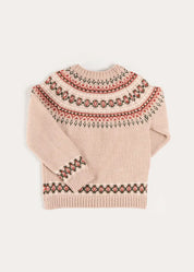 Fair Isle Jacquard Jumper in Camel (3-10yrs) Knitwear from Pepa London US