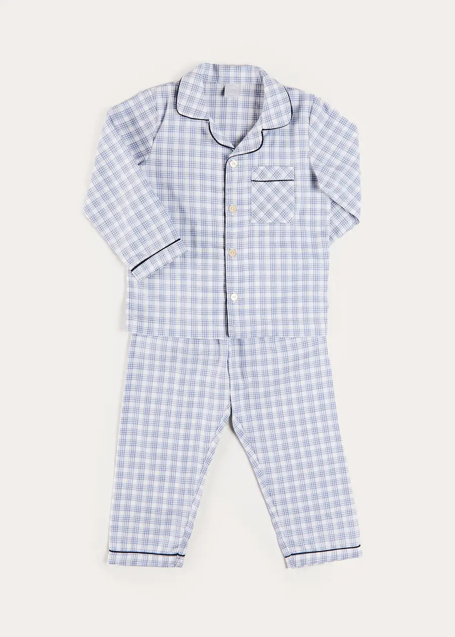 Wilfred Check Pyjamas in Blue (18mths-10yrs) Nightwear from Pepa London US