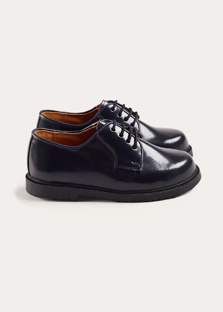 Patent Leather Lace Up Shoes in Midnight (24-35EU) Shoes from Pepa London US