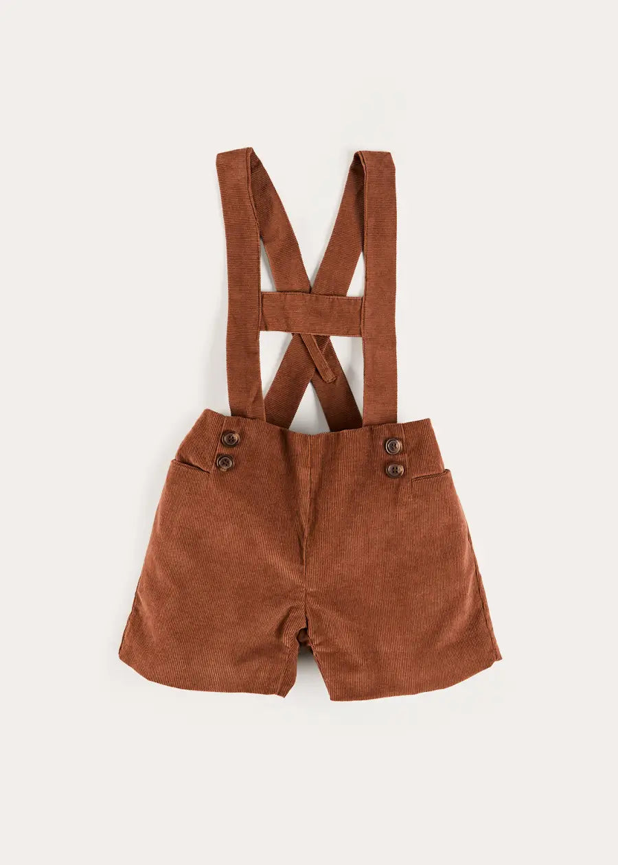 Button Detail Shorts with Braces in Brown (18mths-4yrs) Shorts from Pepa London US