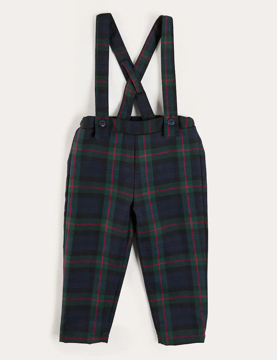 Kinnerton Tartan Trousers with Braces in Blue (18mths-5yrs) Trousers from Pepa London US