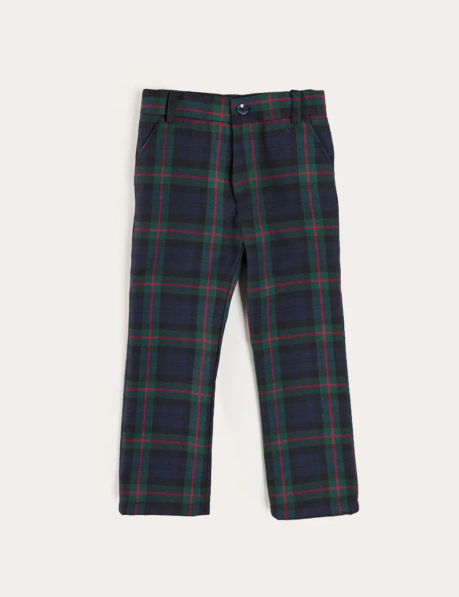 Kinnerton Tartan Pocket Detail Trousers in Navy (4-10yrs) Trousers from Pepa London US