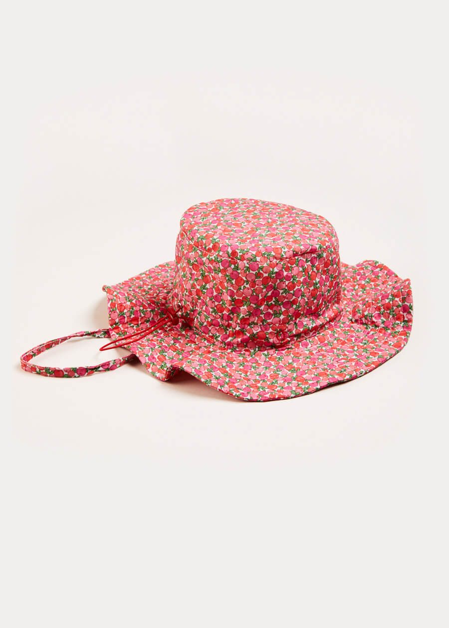 Annie Floral Print Beach Hat in Pink (1-8yrs) Accessories from Pepa London US