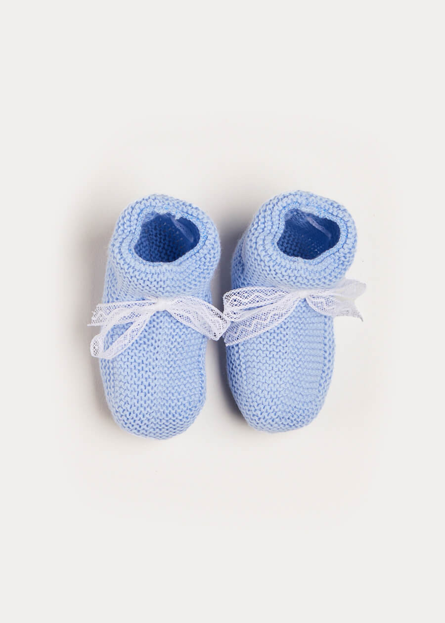Lace Detail Knitted Booties in Blue Shoes from Pepa London US