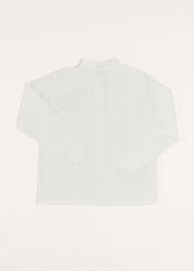 Linen Mao Collar Long Sleeve Shirt in White (12mths-10yrs) Shirts from Pepa London US