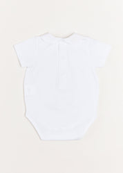 Peter Pan Collar Duck Embroidery Short Sleeve Bodysuit in White (3mths-2yrs) Tops & Bodysuits  from Pepa London US
