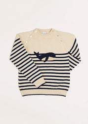 Whale Intarsia Striped Jumper in Blue (6mths-10yrs) Knitwear from Pepa London US