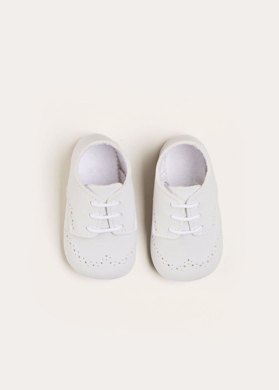 Celebration Lace-up Pram Shoes in White (17-20EU) Shoes from Pepa London US