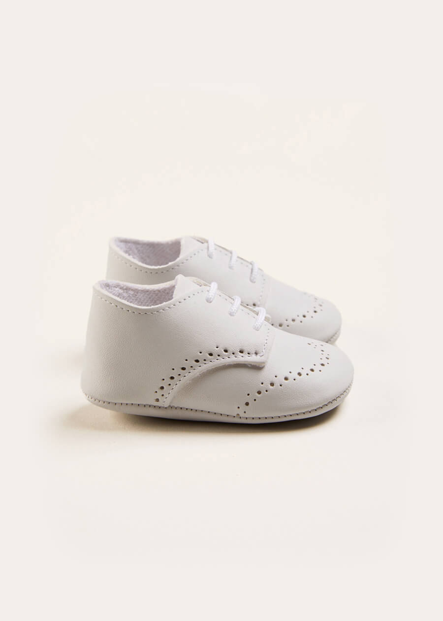 Celebration Lace-up Pram Shoes in White (17-20EU) Shoes from Pepa London US