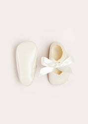 Celebration Ribbon Detail Mary Jane Pram Shoes in Beige (17-20EU) Shoes from Pepa London US