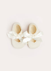 Celebration Ribbon Detail Mary Jane Pram Shoes in Beige (17-20EU) Shoes from Pepa London US