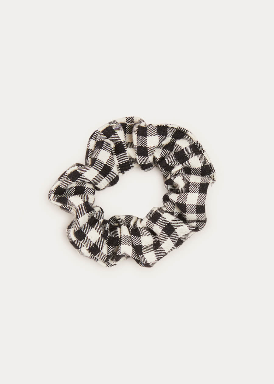 Check Scrunchie Hair Tie In Black HAIR ACCESSORIES from Pepa London US