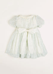 Constance Floral Print Hand Smocked Short Sleeve Party Dress in Light Green (12m-10yrs) Dresses from Pepa London US