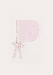 Lace Detail Knitted Bonnet in Pink (1-12mths) Knitted Accessories from Pepa London US
