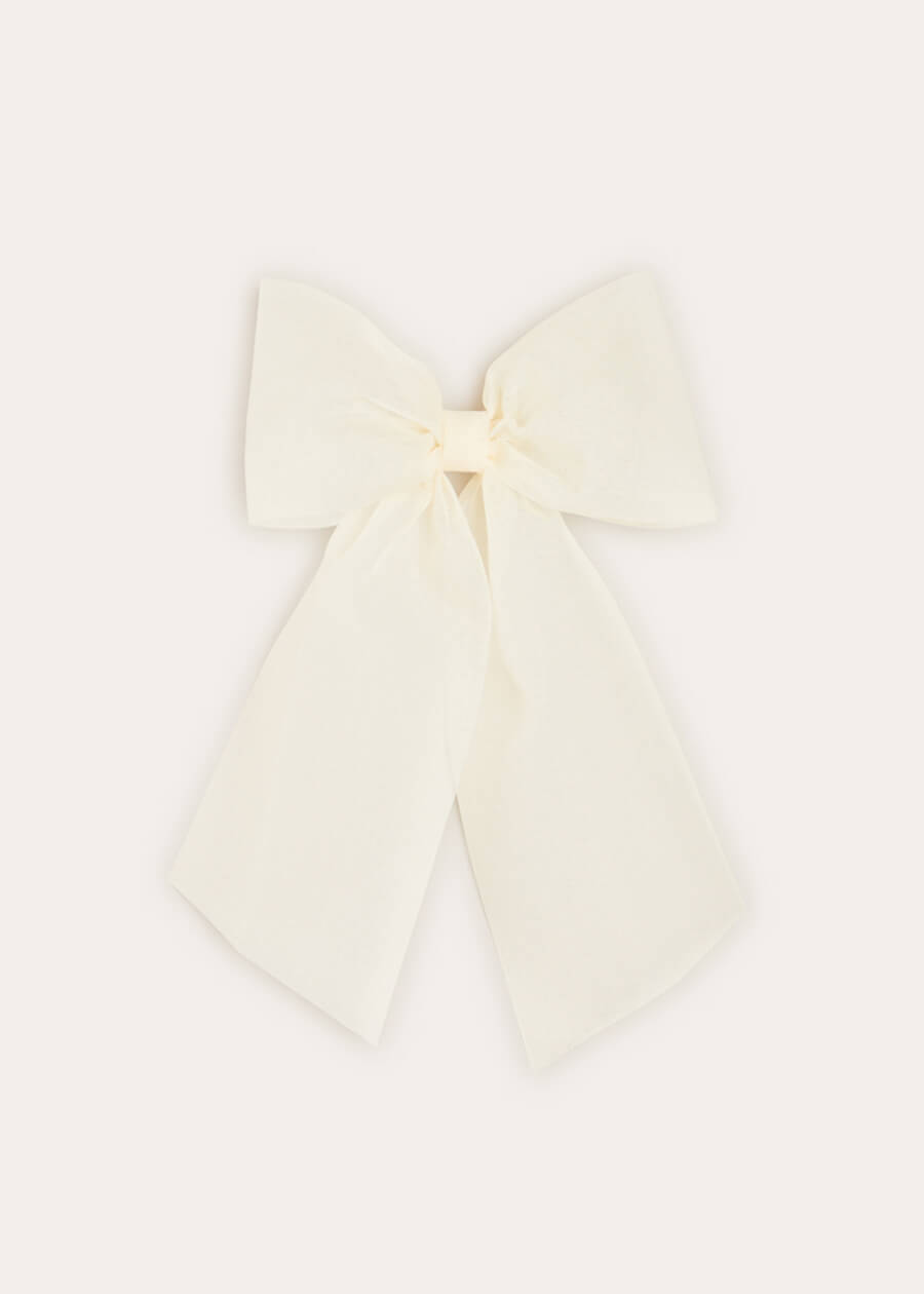 Tulle Long Bow Clip In Cream HAIR ACCESSORIES from Pepa London US